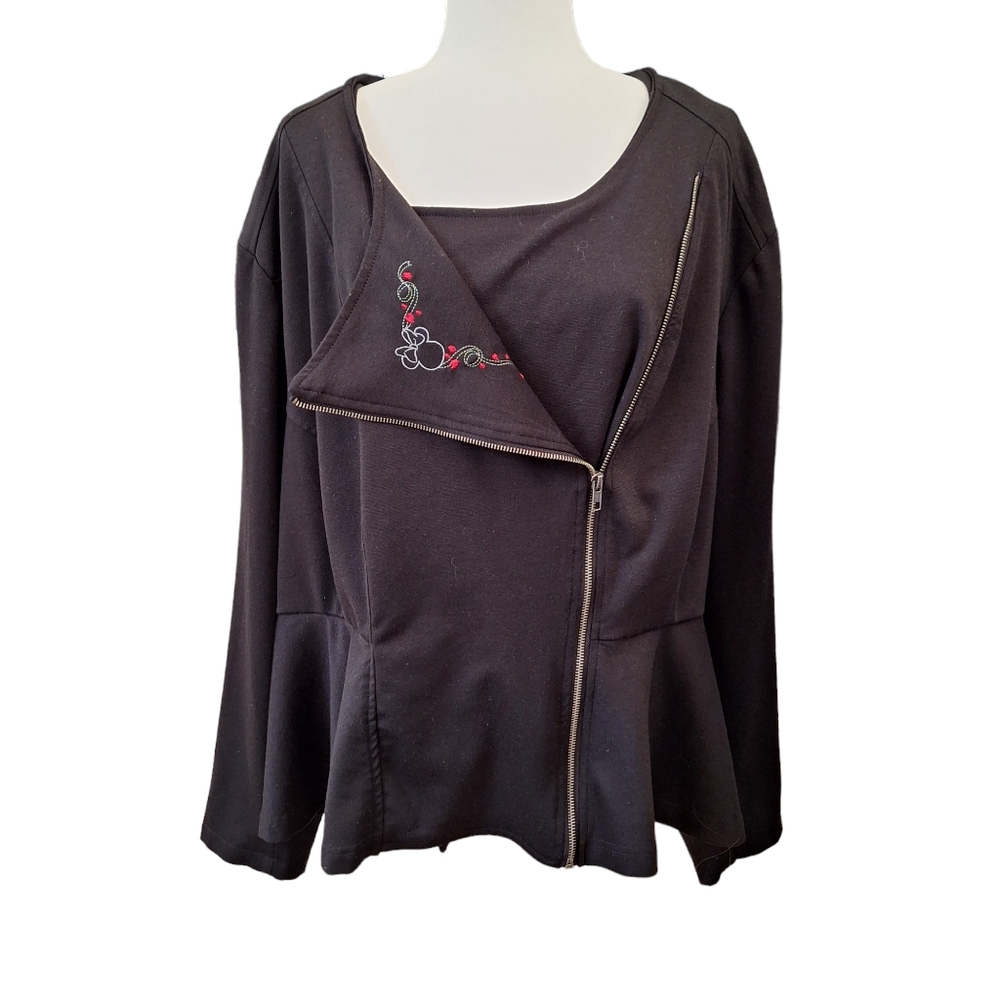 Torrid Disney Collection Minnie Mouse Black Peplum Moto Knit Jacket Plus Sz5 5X - Picture 3 of 11